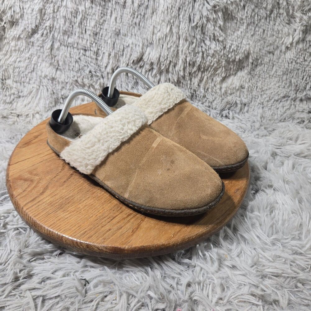 Sorel Womens Suede Leather Sherpa Lined Slippers Brown Size 10 Casual Mules